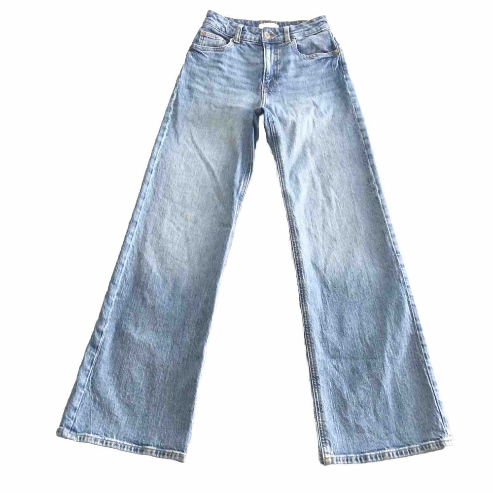 H&M High Rise Wide Leg Jeans Women's Size 4 or 25x29 Denim Light Wash Baggy